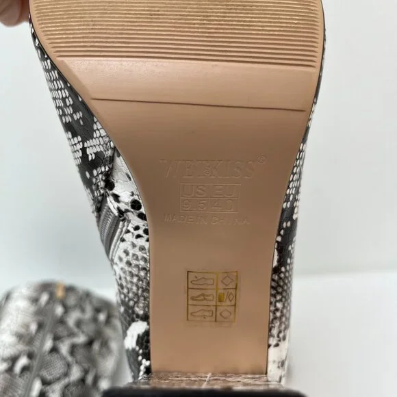 WetKiss PU Faux Snakeskin Pointed Toe Chunky Heel Side Zip Knee High Boot 9.5 - Picture 8 of 12